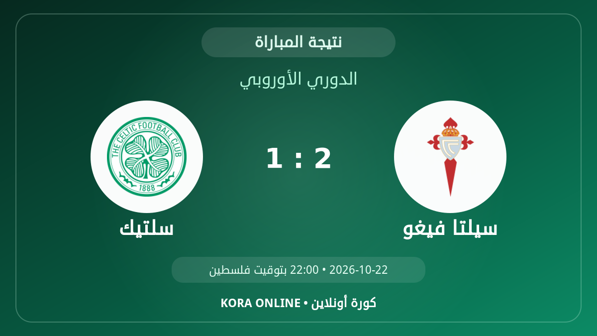 سلتيك 1–2 سيلتا فيغو.. النتيجة النهائية للمواجهة