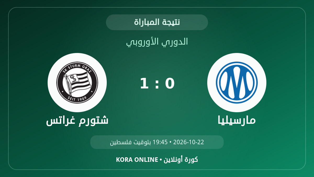 شتورم غراتس 1–0 مارسيليا.. النتيجة النهائية للمواجهة