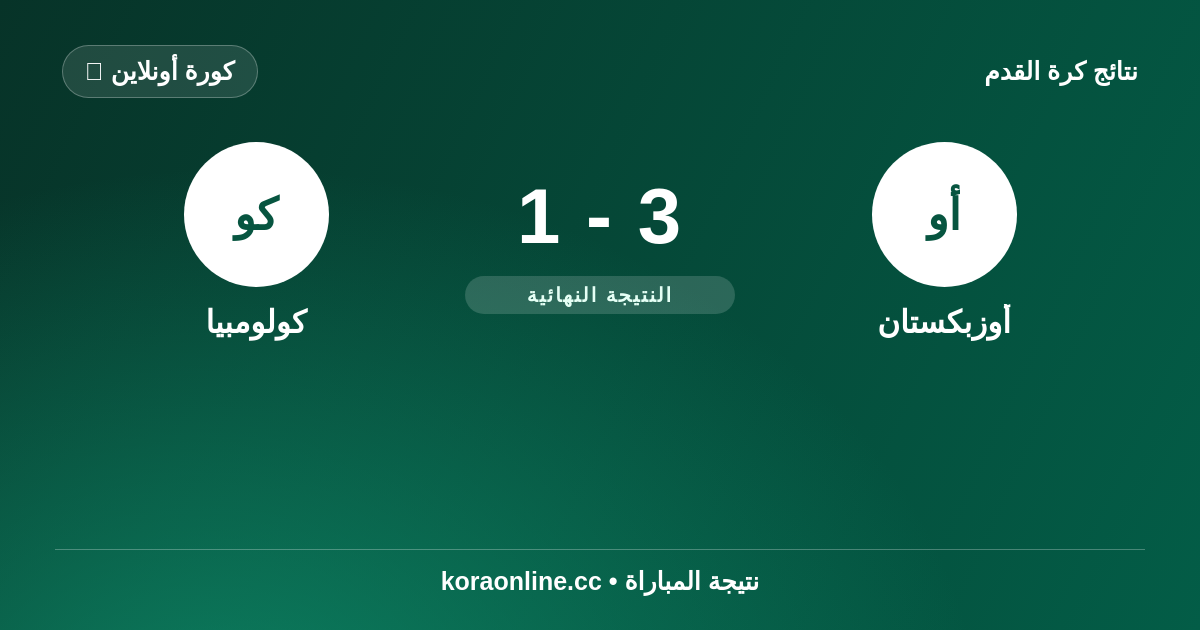 نتيجة مباراة أوزبكستان ضد كولومبيا: 1-3 في كأس العالم 2026